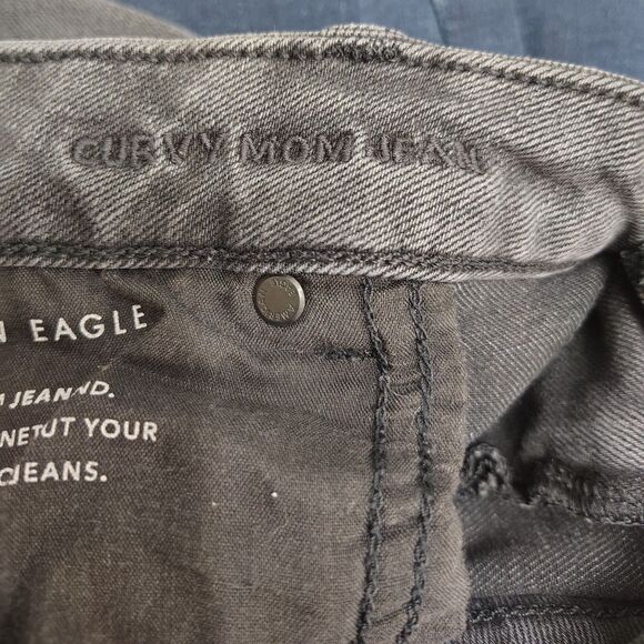 American Eagle Curvy Mom High Rise Grey Plus Size Women's Sz 20 Stretch Jeans - Picture 3 of 5